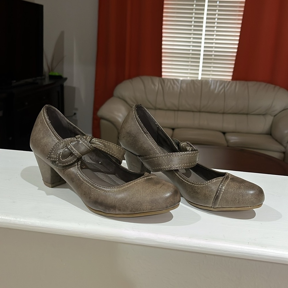 Helena Women’s Brown Leather Mary Jane Knot Heels Comfort Shoes EUR Size 40